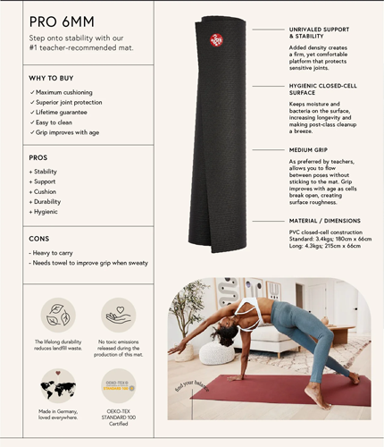 Kilimėlis MANDUKA PRO® 180 cm, 6 mm