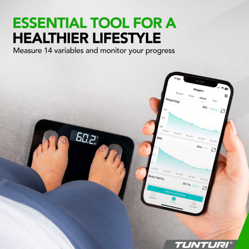 Svarstyklės TUNTURI SC30 SMART SCALE WITH APP