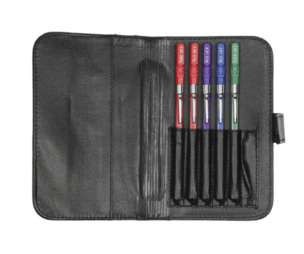 Daugkartinių monofilamentų rinkinys (5 vnt.) Baseline fold-top monofilament, hand set of 5 with case
