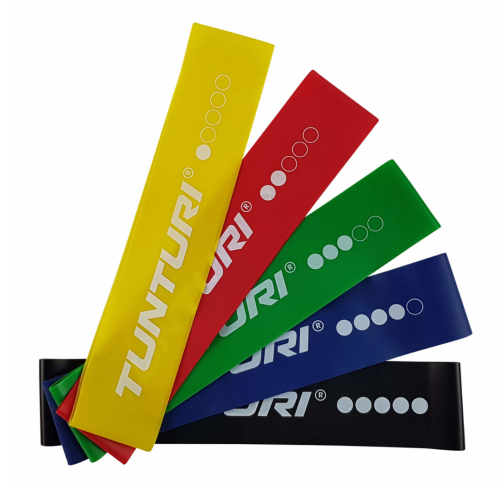 Elastinių pasipriešinimo juostų rinkinys TUNTURI Mini Resistance Band Set, 5 vnt.