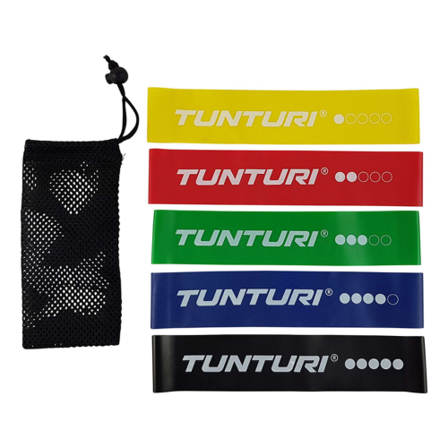 Elastinių pasipriešinimo juostų rinkinys TUNTURI Mini Resistance Band Set, 5 vnt.