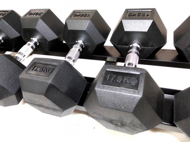 Šešiakampių hantelių rinkinys STRONGMAN (2x12,5-35kg)