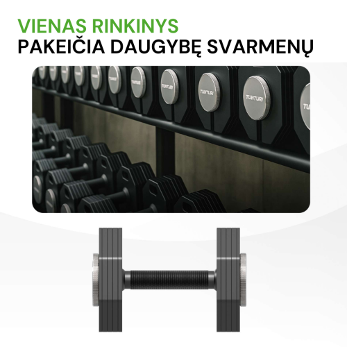Reguliuojamo svorio svarmuo / hantelis Tunturi Rapid Adjustable Dumbbell 53 kg