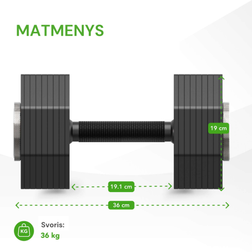 Reguliuojamo svorio svarmuo / hantelis Tunturi Rapid Adjustable Dumbbell 36 kg
