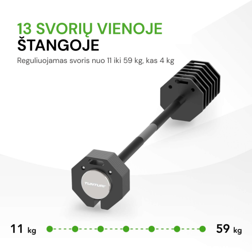 Reguliuojamo svorio štanga Tunturi Rapid Adjustable Barbell 59 kg