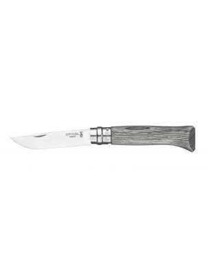 Peilis Opinel Nr.8 Laminated Grey su nerūdijančio plieno ašmenimis ir pilka beržo rankena