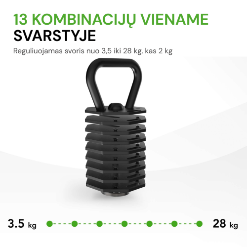 Reguliuojamo svorio svarstis Tunturi Rapid Adjustable Kettlebell Handle 28 kg