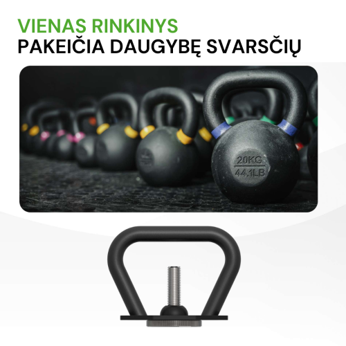 Reguliuojamo svorio svarstis Tunturi Rapid Adjustable Kettlebell Handle 28 kg