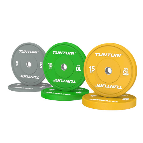 Svarmenų rinkinys TUNTURI Platinum Bumper Plate Colour, 60 kg