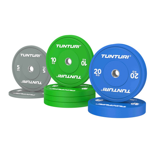Svarmenų rinkinys TUNTURI Platinum Bumper Plate Colour, 90 kg
