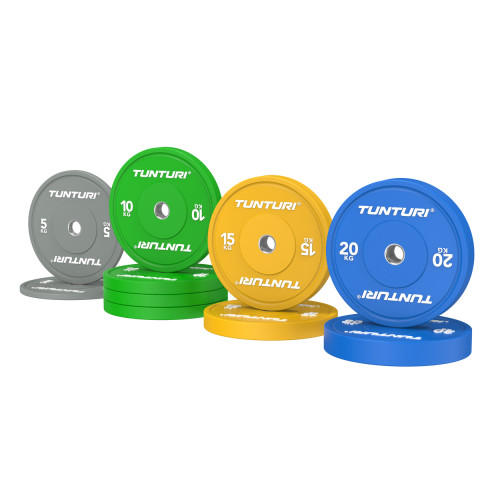 Svarmenų rinkinys TUNTURI Platinum Bumper Plate Colour, 120 kg