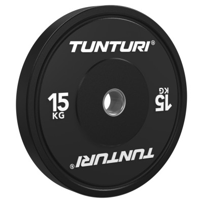 Svarmenys TUNTURI Platinum Bumper Plate Black (5–25 kg) (Svoris: 15 kg)