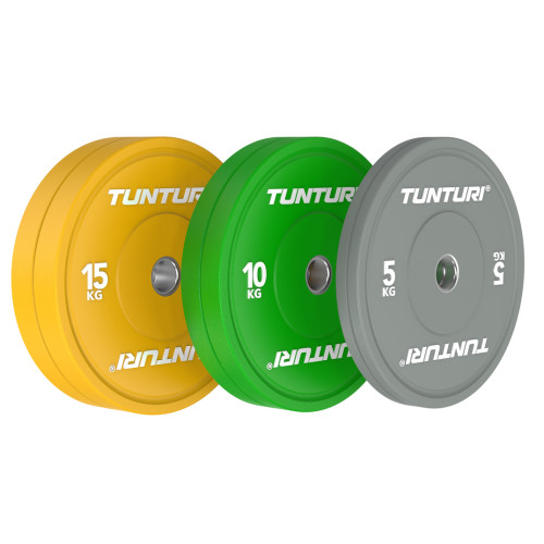 Svarmenų rinkinys TUNTURI Platinum Bumper Plate Colour, 60 kg