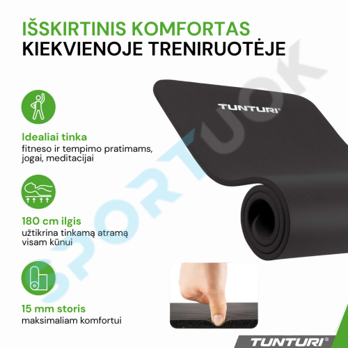 Fitneso kilimėlis TUNTURI NBR Fitness Mat be krepšio