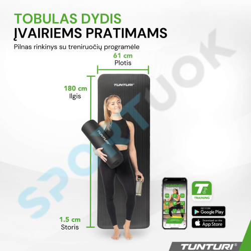 Fitneso kilimėlis TUNTURI NBR Fitness Mat be krepšio