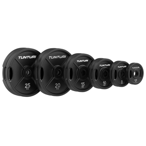 Olimpinių ketaus svarmenų rinkinys TUNTURI Platinum 155 kg