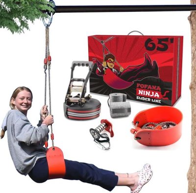 Fofana Ninja Slider Zipline Pulley lauko pramogų rinkinys, 20m