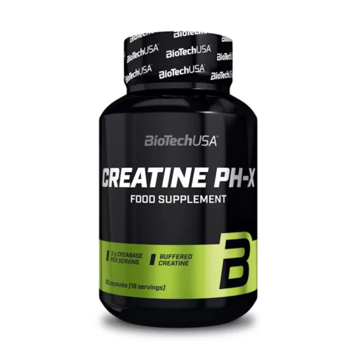 Pažangus kreatino papildas „BioTech Creatine pH-X“, 90 kapsulių