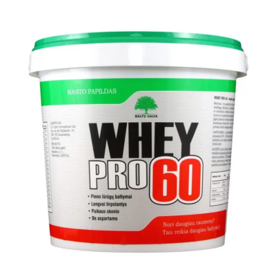 Išrūgų baltymai „Baltų Galia Whey Pro 60“, 500 g, braškių skonio
