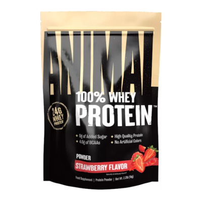Išrūgų baltymai „Animal 100% Whey Protein“, 1 kg, braškių skonio