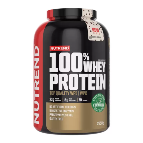 Išrūgų baltymai „Nutrend 100% Whey Protein“, 2250 g, kreminių sausainių skonio