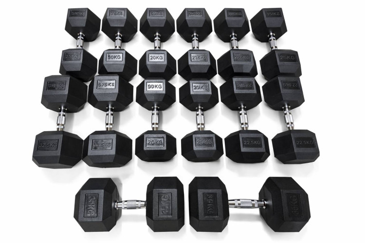 Jėgos rinkinys – Reguliuojamas suoliukas, 385 kg Hex hanteliai ir 3 eilių stovas