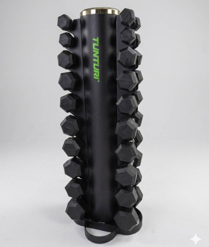 110 kg Hex hanteliai + stovas + RawFitness komercinis suoliukas