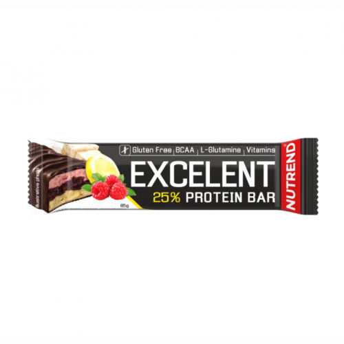 Baltyminis batonėlis „Nutrend Excelent Protein Bar“, 85 g, citrinų, varškės ir aviečių skonio