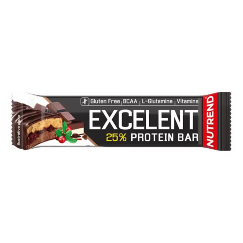 Baltyminis batonėlis „Nutrend Excelent Protein Bar“, 85 g, šokolado ir spanguolių skonio