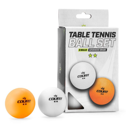 Teniso kamuoliukai Court Table Tennis Two-Star Ball Set, 6 vnt.