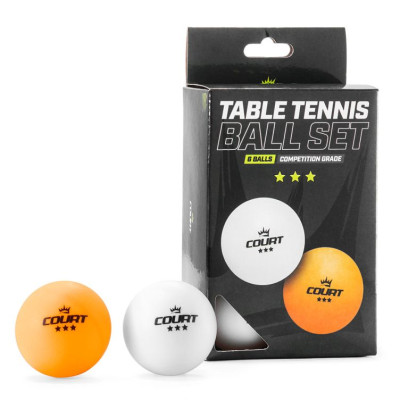 Teniso kamuoliukai Court Table Tennis Three-Star Ball Set, 6 vnt.