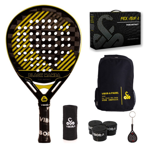 Padelio rinkinys VIBOR-A BLACK MAMBA EVO PRO BLACK PADEL RACKET PACK