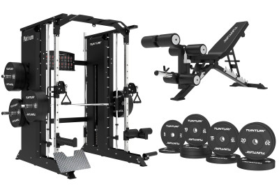 Tunturi platinum Elite set: Smith staklės | Platinum suoliukas | Platinum bumperiai