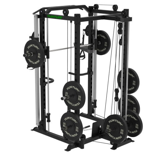 Garage SET: SM90 SMITH staklės + suoliukas TUNTURI UB60 + Bumper Plate 120 kg