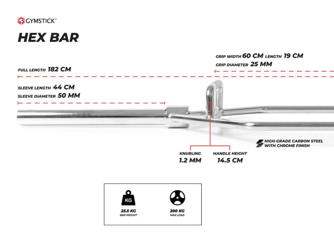 Olimpinis grifas (štanga) Gymstick Hex bar 182 cm