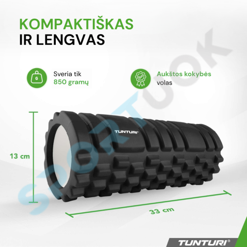 Masažinis Volas Tunturi Yoga Grid Foam Roller, 33 cm