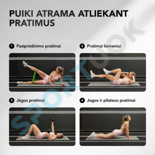 Profesionalių treniruočių kilimėlių komplektas „Tunturi Platinum Fitness Mat EVA“, 180 cm, juodos spalvos, 6 vnt.