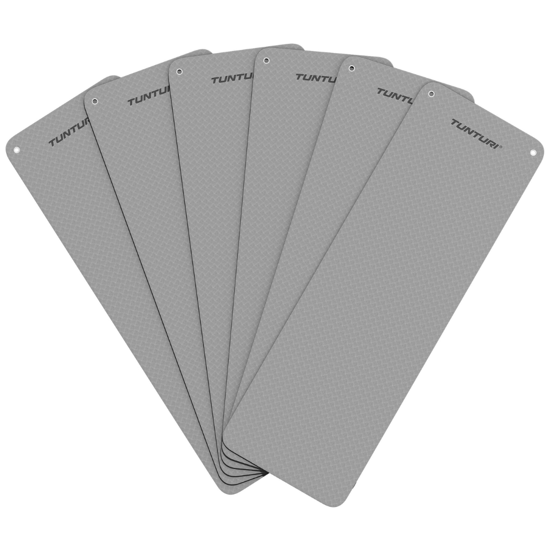 Profesionalių treniruočių kilimėlių komplektas „Tunturi Platinum Fitness Mat EVA“, 180 cm, pilkos spalvos, 6 vnt.