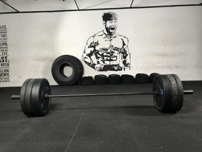 Bumper svarmenų ir štangos komplektas STRONGMAN Premium 150kg