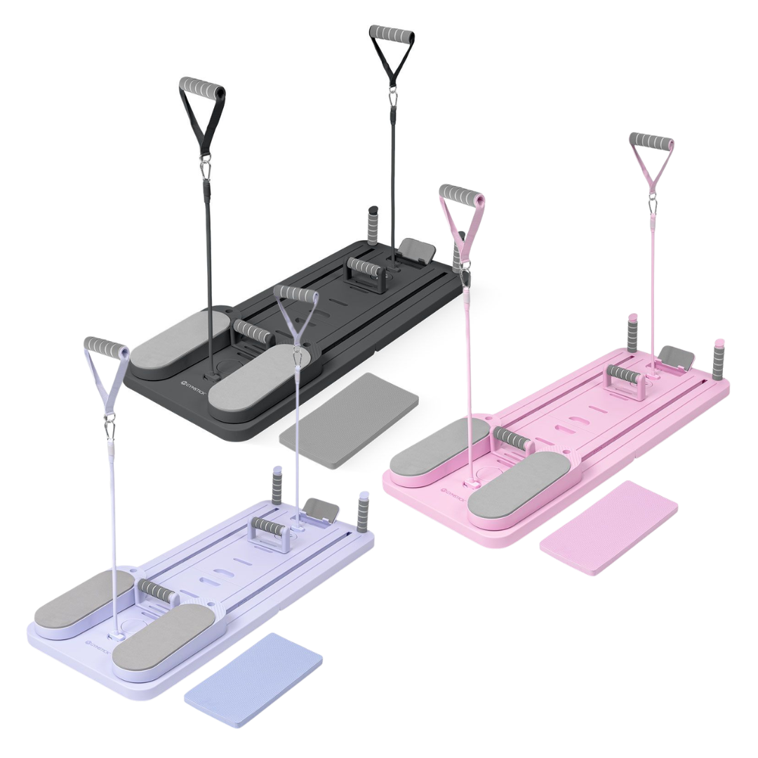 Pilates treniruoklis / reformeris GYMSTICK Pilates V Reformer Board (juodas, violetinis, rožinis)