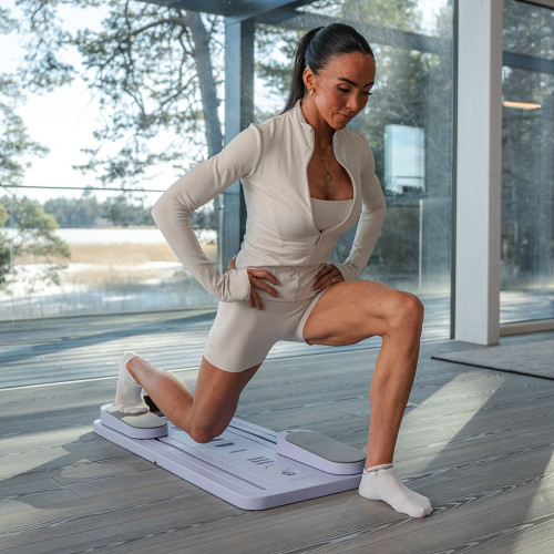 Pilates treniruoklis / reformeris GYMSTICK Pilates V Reformer Board (juodas, violetinis, rožinis)
